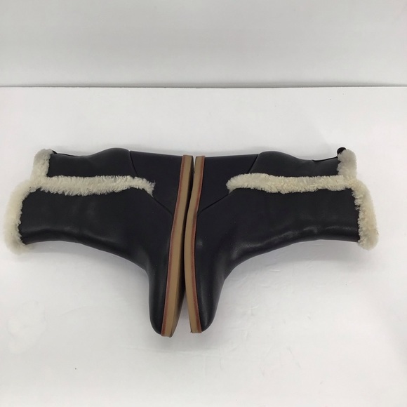 Marc Fisher Brendan Leather & Sherling Fur Wedge Booties Career Black Size 7.5 - Picture 7 of 12